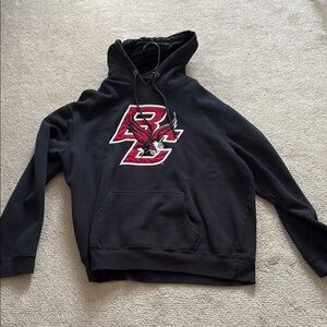Boston College — Black Hoodie with Red and White Logo